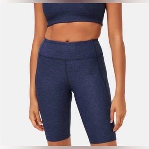 Outdoor Voices Navy Blue Warmup 10” Long Biker Spandex Shorts, Size Large